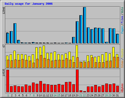 Daily usage for January 2006