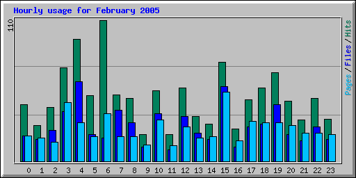 Hourly usage for February 2005