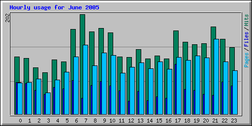 Hourly usage for June 2005