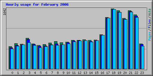 Hourly usage for February 2006